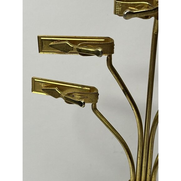 Vintage Brass Desktop Organizer Desk Memo Tree Note Clip Display MCM Marble Base - Picture 11 of 14